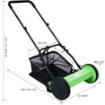 thumbnail image 3 of Acekid 16-Inch 5-Blade Push Reel Lawn Mower, 0.6"-1.8" Adjustable Cutting Height, Manual Grass Cutter with Catcher, Green, 3 of 8