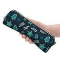 thumbnail image 4 of XMXT Leather Pencil Case, Green Christmas Stars Leaves Large Capacity Pencil Pouch for Student Teens Women, 4 of 9