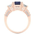 thumbnail image 4 of 4.27 ct Emerald Cut Simulated Blue Sapphire 3 Stone 18K Rose Gold Womens Engagement Ring, 4 of 6