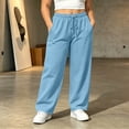 thumbnail image 2 of ClodeEU Women's Plus Size Elastic Waist Drawstring Sweatpants with Pockets ,Solid Color Casual Athletic Pants Blue,Women's Plus XXXXL, 2 of 9