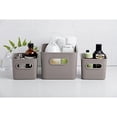 thumbnail image 3 of Decorative Plastic Storage Bins Organizer Baskets, Taupe (Set of 3) 1 Medium, 2 Small - Container Boxes for Organizing Closet Shelves Kitchen Pantry Shelf Bathroom Drawer - Ribbed Design, 3 of 6