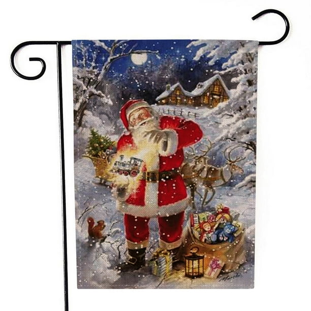 Siaonvr Christmas Garden Flag Santa Claus Double Sided Banner Outdoor