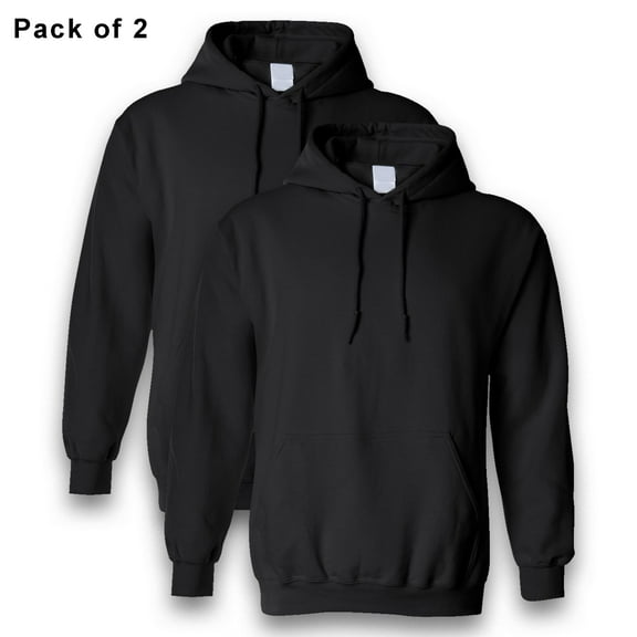 Gildan Heavy Blend Sweatshirt - 18500 Hoodies for Men | Black Fleece Hoodie with Pouch Pocket, 8 oz, 50/50 Cotton/Polyester, 2 Pack, Size - S