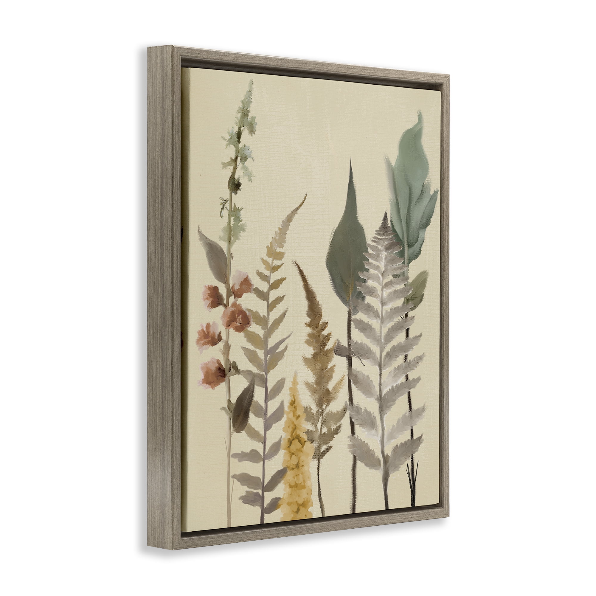 Stupell Industries Fall Botanicals Forest Ferns Brown Framed Floater Canvas Wall Art, design by Elizabeth Medley