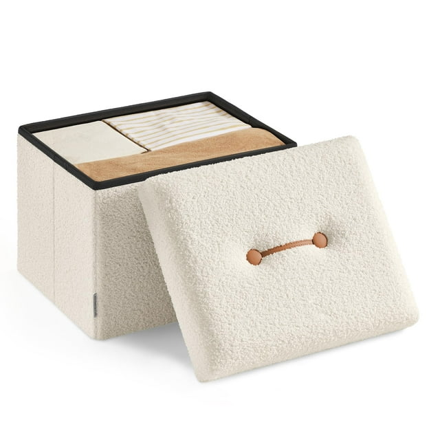 Taburete plegable tipo otomano SONGMICS con reposapiés pequeño