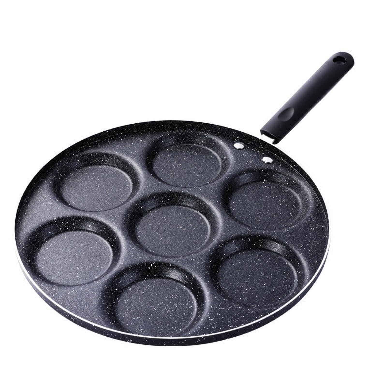 Miayilima Non-Stick Pan Fryer Hole Pan Hamburger Frying Eggs Pan Frying Seven Mould Non Stick Kitchen,Dining Bar,1× 7-Hole Omelet Pan