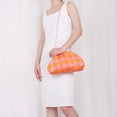 thumbnail image 6 of Woven Clutch Purse for Women Summer Beach Bag Casual Colorblock Evening Handbags Vacation Bag with Chain, 6 of 6
