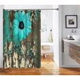 thumbnail image 4 of Teal Floral Shower Curtain, Vintage Country Barn Wood Retro Wooden Board Blooming Turquoise Daisy Butterfly Rustic Farmhouse Bathroom Decor, Waterproof Fabric Shower Curtain, 72 X 72 Inch, 4 of 5