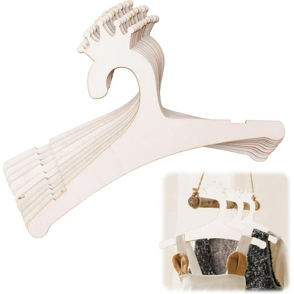 Wooden Kids Hangers, 10pcs Cute Crown Kids Hangers 9inch Baby Nursery Closet Hangers Natural Kids Shirt Dress Coat Hangers for Baby Shower Crate Closet Clothing Storage