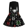 thumbnail image 3 of Lorytime Christmas Midi a Line Dresses for Women Snowflakes Crew Neck Elegant Dress Long Sleeve Party Dresses with Belt, 3 of 3