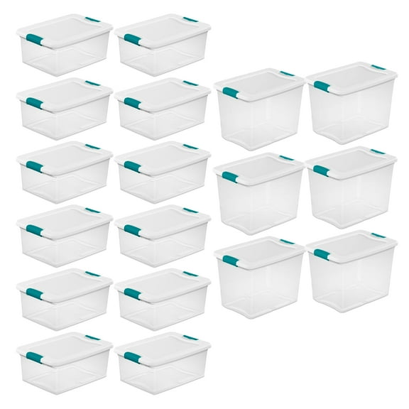 Sterilite 12 Pack 15-Qt & 6 Pack 25-Qt Stackable Clear Plastic Storage Bins