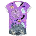thumbnail image 5 of Jsaierl Halloween Shirts Women Funny Pumpkin Ghost Graphic Tees Loose Fit V-Neck T-shirt Short Sleeve Holiday Blouse Tops Halloween Gifts, 5 of 5