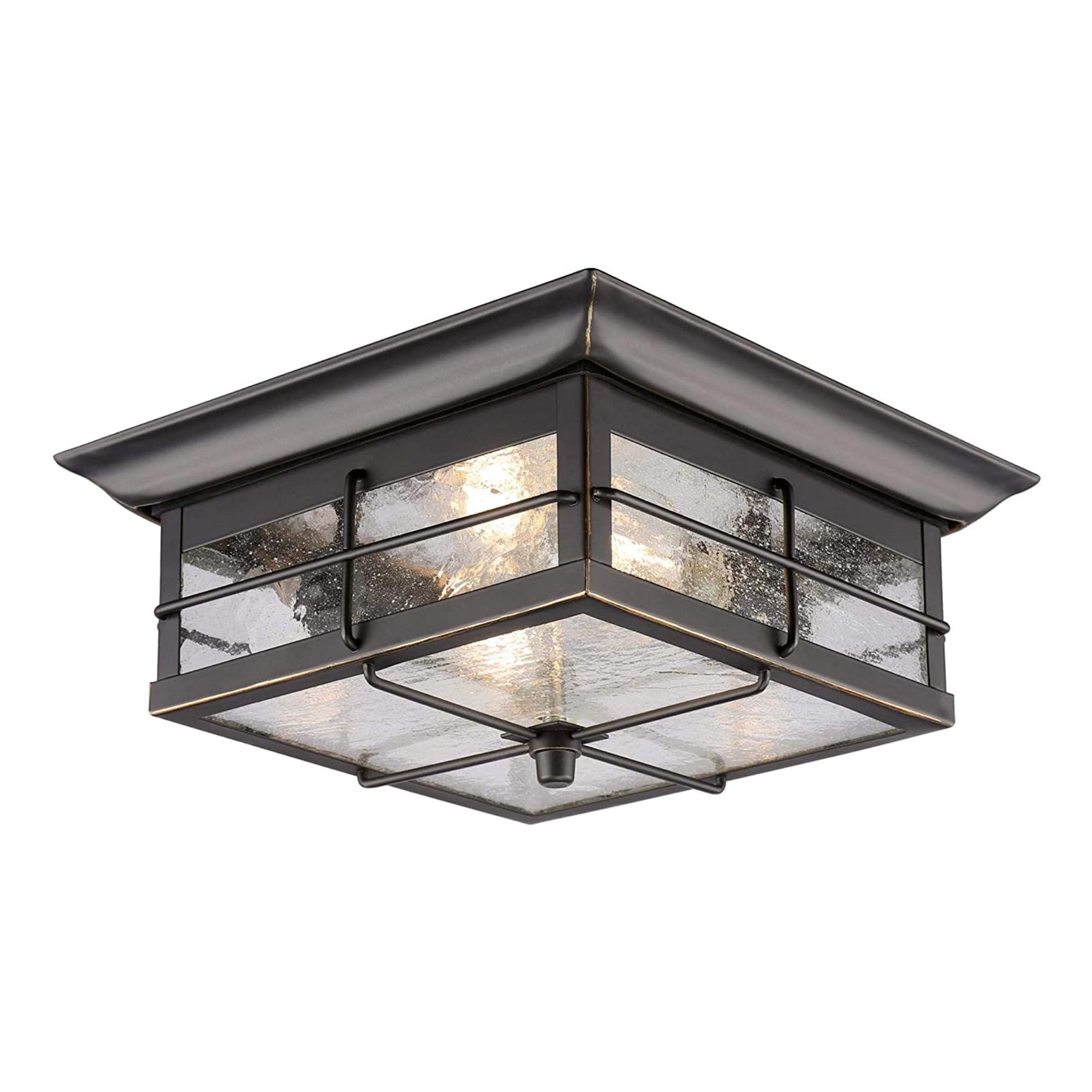 Westinghouse Westinghouse Lighting 6578400 Orwell 11 inch Traditional Two-Light Flush Mount Outdoor Ceiling Light Fixture Oil Rubbed Bronze with Highlights, Clear Seeded Glass