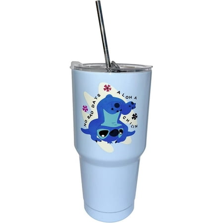 

Cute Cartoon 30 oz Stainless Steel Insulated Travel Mug with Stainless steel Straw Fits in Standard Cup Holder Blue