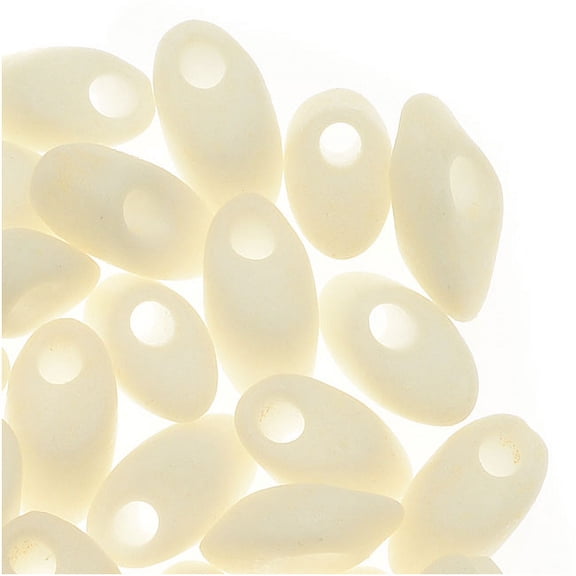 Miyuki Long Magatama Seed Beads 4x7mm - Matte Opaque Cream (8.5 Grams)