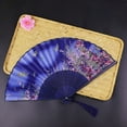 thumbnail image 5 of Elegant Handheld Folding Fan - Chinese Style Bamboo Silk Fan with Hollow Ribs & Tassel - Portable Fan for Dance, Weddings & Everyday Use, 5 of 5