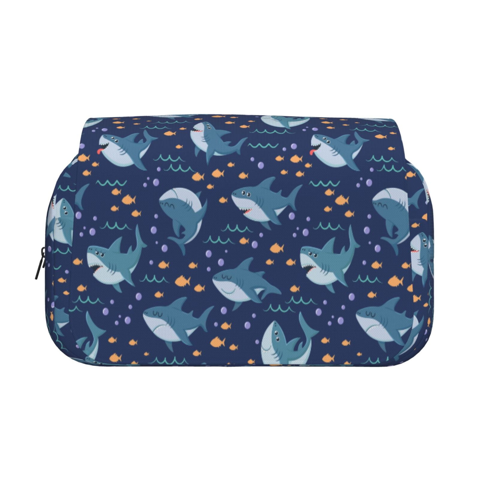 Rateoe Cartoon Sharks2 Pattern Double Clamshell Pen Case, Storage Organizer with Two Zipper Compartments– Holds Up to 50 Pencils & Pens