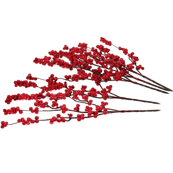 Raindrops  5 Pcs Christmas Red Berry Picks Realistic Faux Berries Lifelike