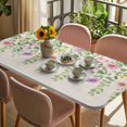 thumbnail image 3 of Colorful Flowers Table Cloths for 6 Foot Rectangle Tables, Spring Floral Leaves Botanical Country Beige Patio Waterproof Elastic Fitted Tablecloths, Washable Rectangular Table Cover for Camping, 3 of 8