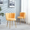 thumbnail image 6 of Dining Chairs Set of 2, Modern Accent Chair with Iron Tube Legs, Shorthair Cushions and Comfortable Backrest, Shell Back Armless Chair for Dining Room, Living Room, Cafe, Yellow, 6 of 6