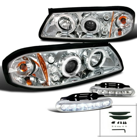 Chrome Fog Light Trim - Spec-D Tuning 2000-2005 Chevy Impala Chrome Halo Projector Headlights W/ Led Driving Fog (Left + Right) 00 01 02 03 04 05