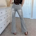 thumbnail image 4 of Bootcut Jeans for Women Y2K Baggy Stretchy Low Waisted Vintage Flare Jeans Button Closure Trendy Versatile Wide Leg Denim Pants with Pockets Gray M, 4 of 7