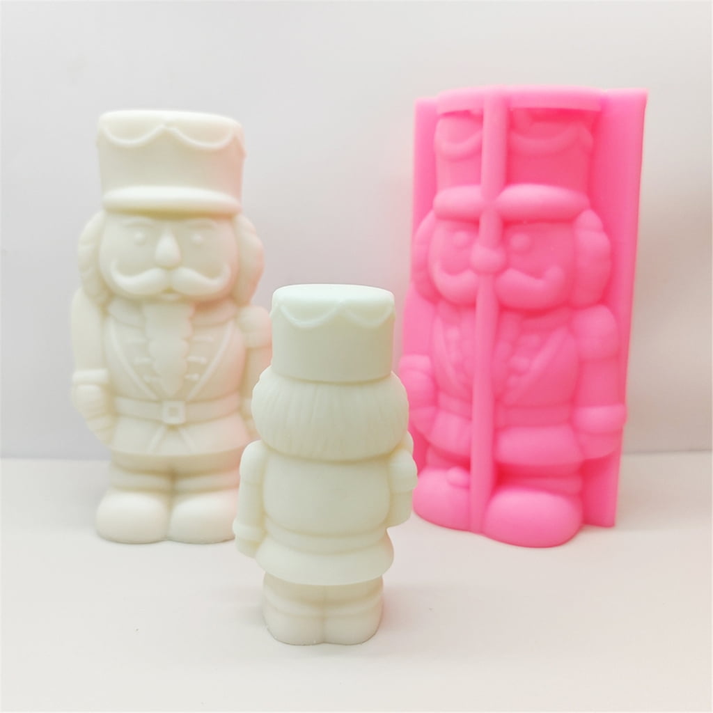 Christmas Nutcrackers Soldier Silicone Mold Compact Nutcrackers Solider Shaped Silicone Mold for Scented Candle Decors