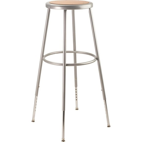 NPS 6200 Series 32-39" Height Adjustable Modern Metal Heavy Duty Stool in Gray