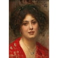 thumbnail image 2 of Eduard Veith 11x14 Black Ornate Wood Framed Double Matted Museum Art Print Titled: Portrait of a Young Woman in a Red Dress, 2 of 5
