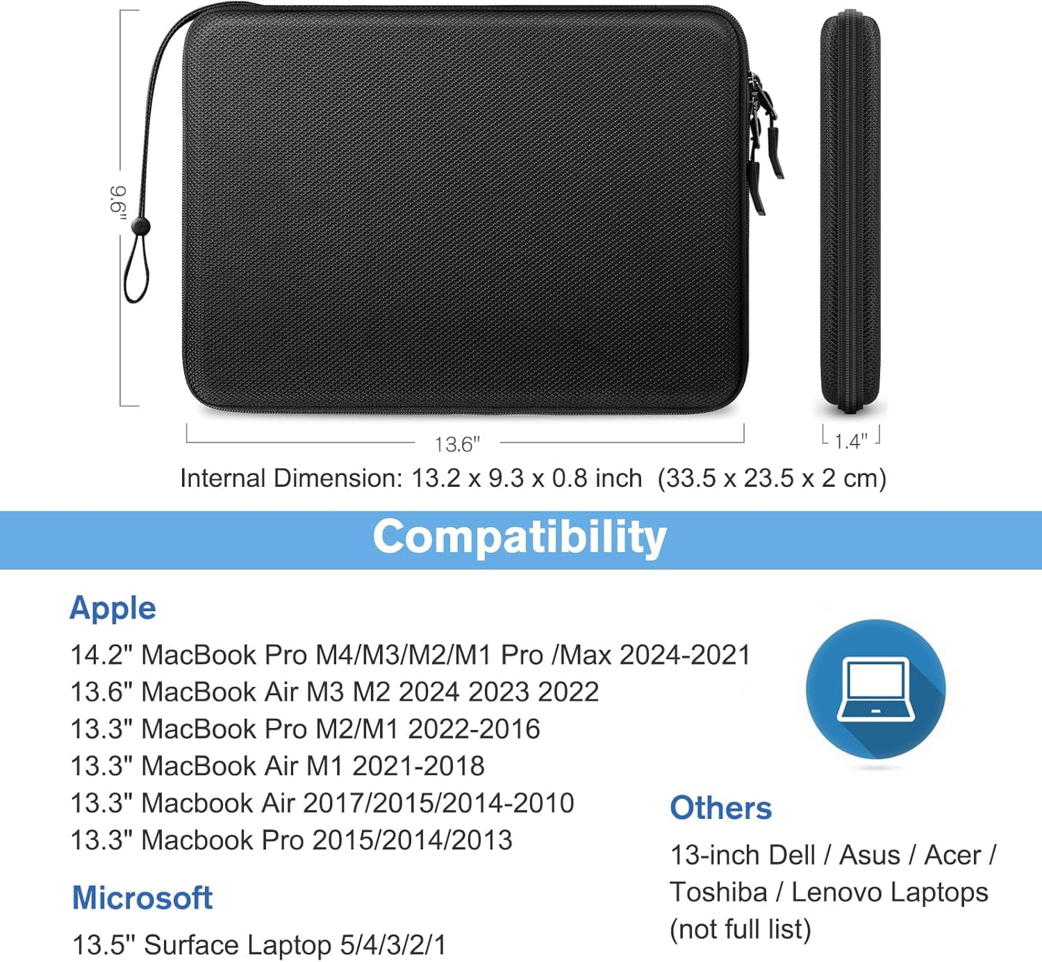 Fintie 13-14 inch Hard Laptop Sleeve Case for MacBook Neo (A18 Pro), Macbook Air 13-in M5/ M4 /M3/M2/M1, MacBook Pro 14-in M4/M3/M2/M1, Shockproof EVA Carrying Bag, Black
