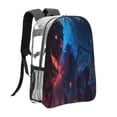 thumbnail image 3 of Susaid Bold Black and White Leaves Orange Print Clear Backpack See Through Transparent Plastic Clear Bookbags for School, College, Stadium,Work, 3 of 7