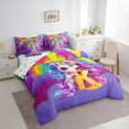 thumbnail image 3 of Manfei Cartoon Unicorn 7pcs Bedding Comforter Set,Kawaii Initial Queen Bedding Sets Super Cozy,Rainbow Stars Queen Sheet Sets,Microfiber Cute Room Decor,Reversible, 3 of 7