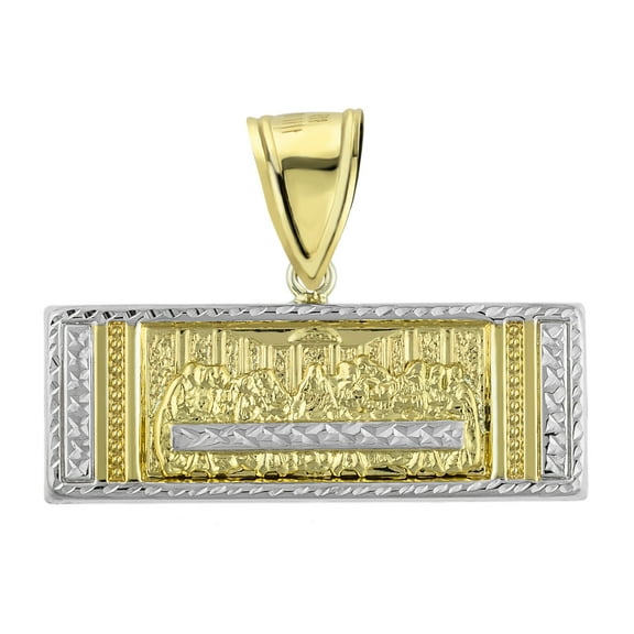Diamond-Cut Last Supper Unisex Adult Pendant 10K Yellow White Gold, All Sizes - Goldum NYC