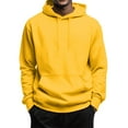 thumbnail image 2 of Qwertyu Men's Oversized Hoodie Soft Long Sleeve Solid Color Hooded Sweatshirts with Kangaroo Pocket Hoodies Pullover Yellow L, 2 of 6