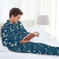 thumbnail image 6 of Fuzoiu Various Lights Print Men's Long-Sleeved Pajama,Lounge Button Down Nightwear,Mens Notch Collar Pajama Set -Small, 6 of 7