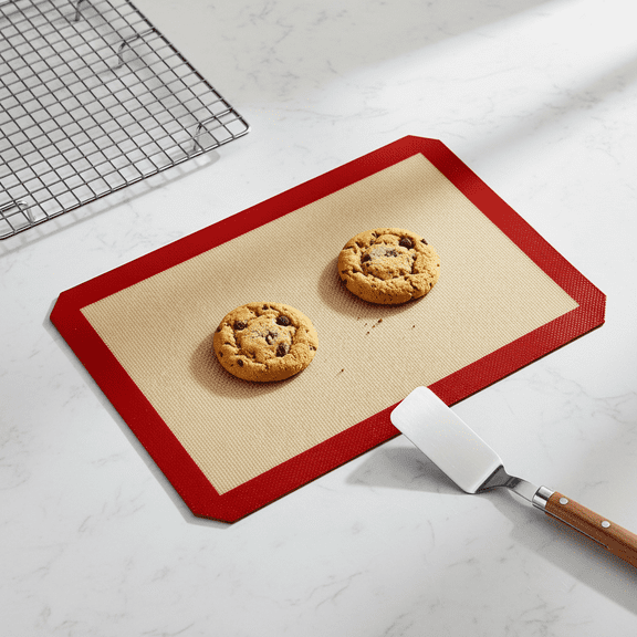 Small Non-Stick Baking Mat Heat Resistant Bakeware Sheet for Cookie and Bread Oven Safe Pastry Liner Home Kitchen Accessory 8x12 Inch Red