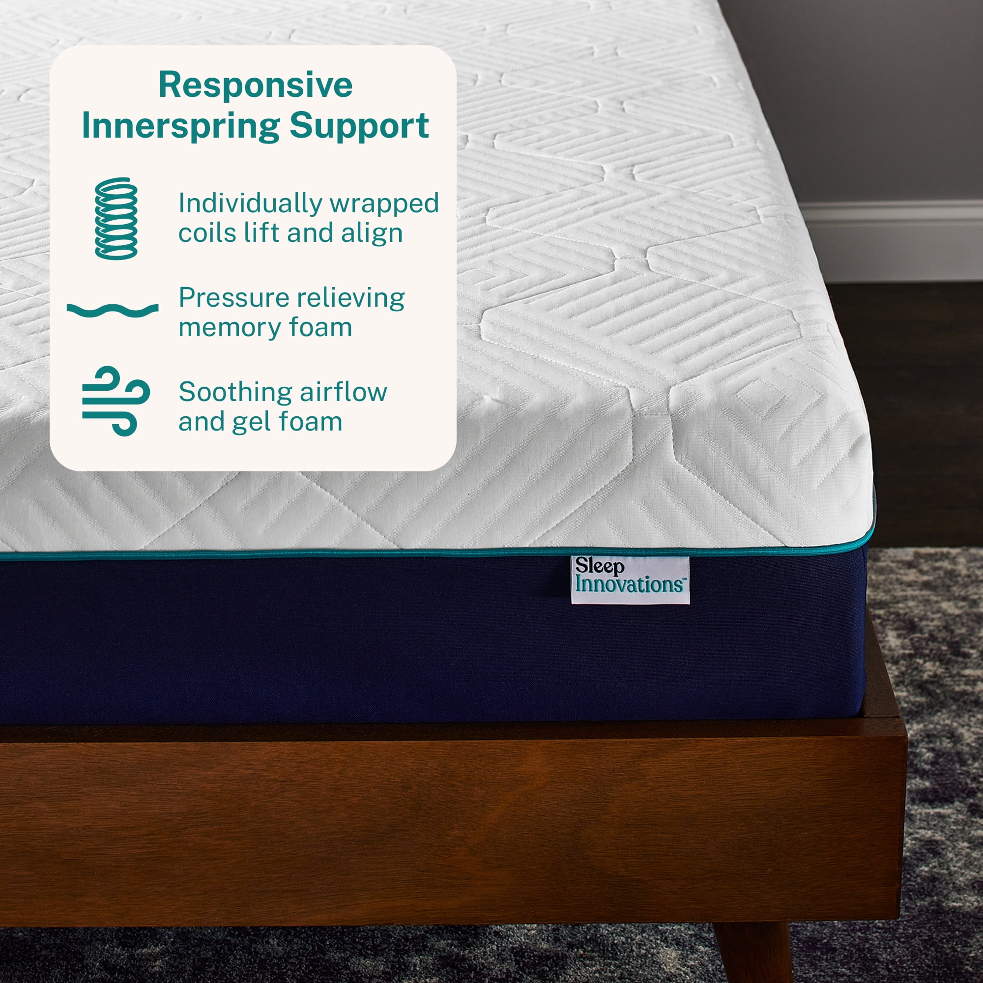 Sleep Innovations Hudson 12" Hybrid Mattress, Pressure Relief, California King