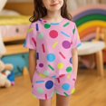 thumbnail image 2 of Uourmeti Colorful Dot Print Loungewear Suit Summer Shorts Set for Girls Hawaii Crew Neck Tank Top and Biker Shorts with Pockets 2 Piece Summer Pajamas Outfits for Home Outdoors, 2 of 5