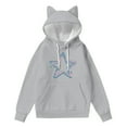 thumbnail image 4 of SwiftWear Women's Star Print Cute Cat Ear Hoodie Soft Pullover Hooded Tops with Front Pockets, Animal Themed Casual Wear Gray, 4 of 4