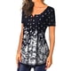 thumbnail image 3 of Qarigey Camiseta de poliéster para mujer, blusa plisada con estampado y cuello de pico, blusa lavable transpirable para interiores y exteriores, Prendas para la parte del cuerpo Blanco negro L, 3 of 5