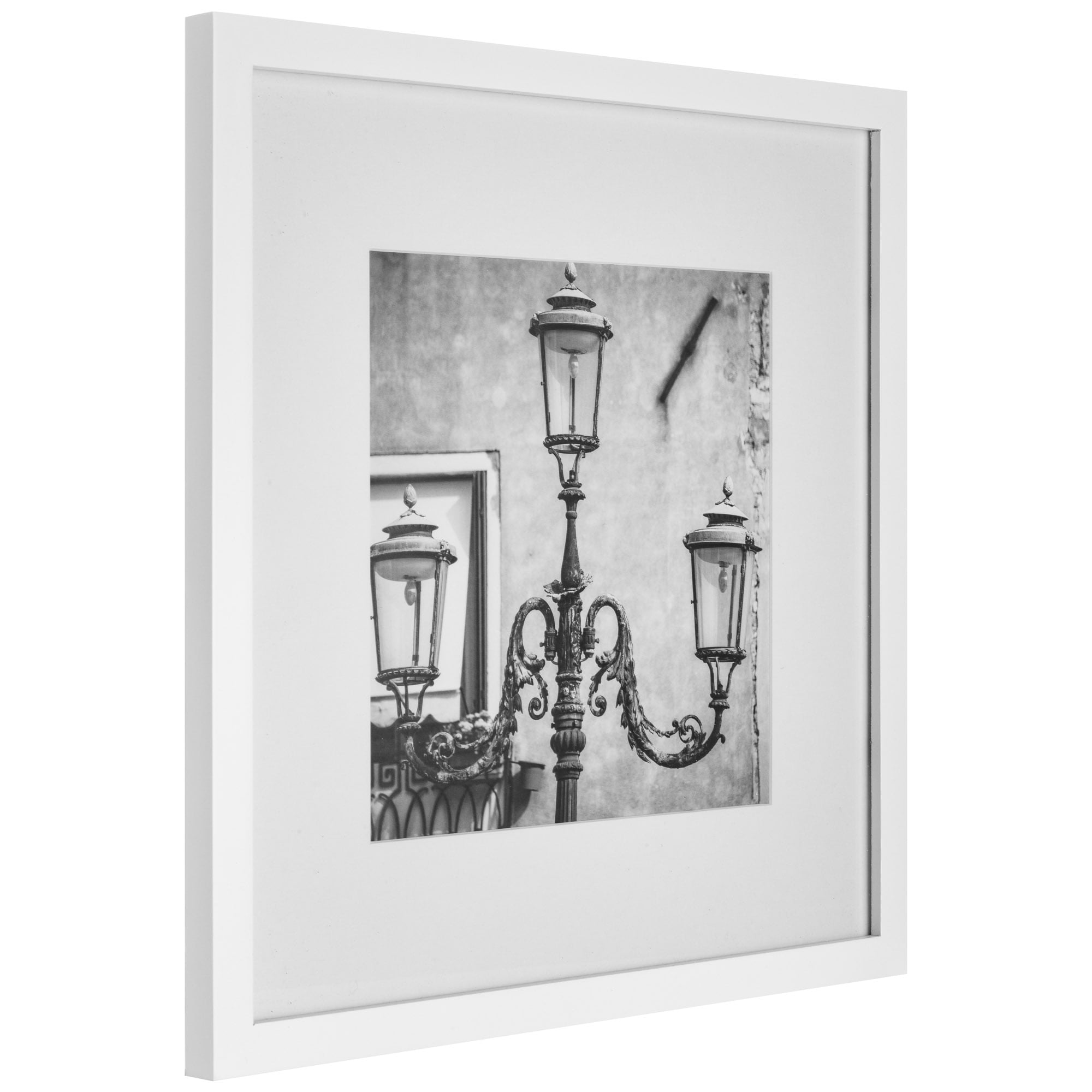 Gallery Perfect 12 Piece White Square Photo Frame Wall Kit with Art Prints & Hanging Template