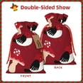 thumbnail image 3 of ZICANCN Christmas Gift Bags, Birds Mushroom Red Background Reusable Fabric Drawstring Storage Bags with Drawstring, Small Size, 3 of 7