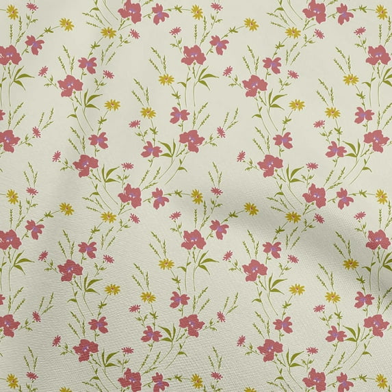 oneOone Viscose Jersey Light Yellow Fabric Floral Quilting Supplies Print Sewing Fabric By The Yard 60 Inch Wide