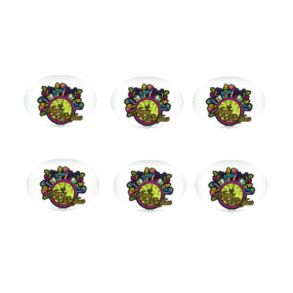 Happy New Year Clock 12 - 2 inch Cupcake Edible Frosting Photos