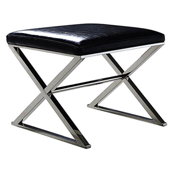 Faux Leather Bench, Black