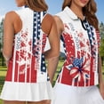 thumbnail image 4 of Jeiento 250 Years America Matching Outfits for Couples Athletic Tennis Shirts Men Golf Shirt Lightweight Golf Clothes Hibiscus Flowers Womens Workout Pullover Tank Tops, Women's S, 4 of 7