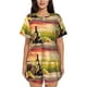 thumbnail image 1 of Fotbe Red Wine Glasses Conjunto de Pijama Estampado para Mujer, 2 Piezas, Ropa de Dormir con Camiseta de Manga Corta y Shorts Suaves-Large, 1 of 6