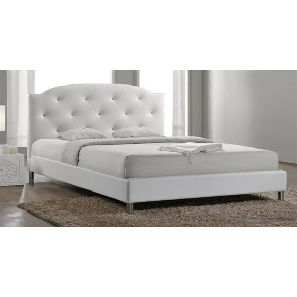 Baxton Studio Canterbury Upholstered Queen Platform Bed in White