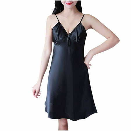 Aofany Womens Nightshirts & Gowns Lingerie Satin Chemise Lingerie Nightie Sleep Dress Sleepwear Nightgowns For Women