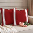 thumbnail image 2 of Christmas Farmhouse Pillow Covers 2 Pack Red Stipe Pillowcase Waterproof Outdoor Throw Pillow Cover for Patio Garden Square Cushion 16”x16”, 2 of 9